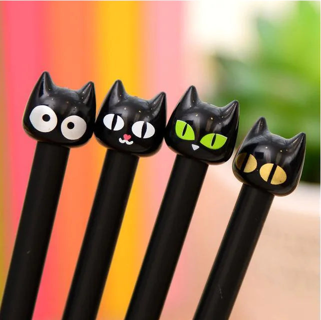 Creative Cat Expression Gel Pen - Black Cat Design