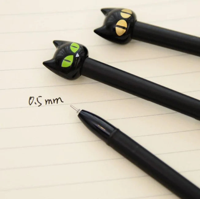 Creative Cat Expression Gel Pen - Black Cat Design