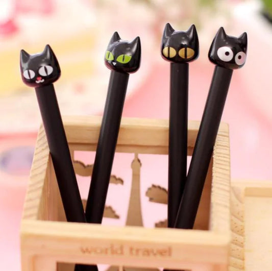 Creative Cat Expression Gel Pen - Black Cat Design